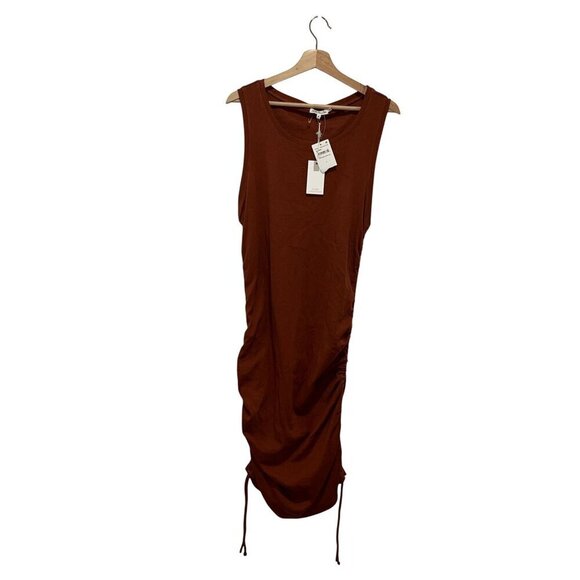 NWT Good American Ruched Tank Dress in  ortoise shell Women's Size 6 - Picture 3 of 12